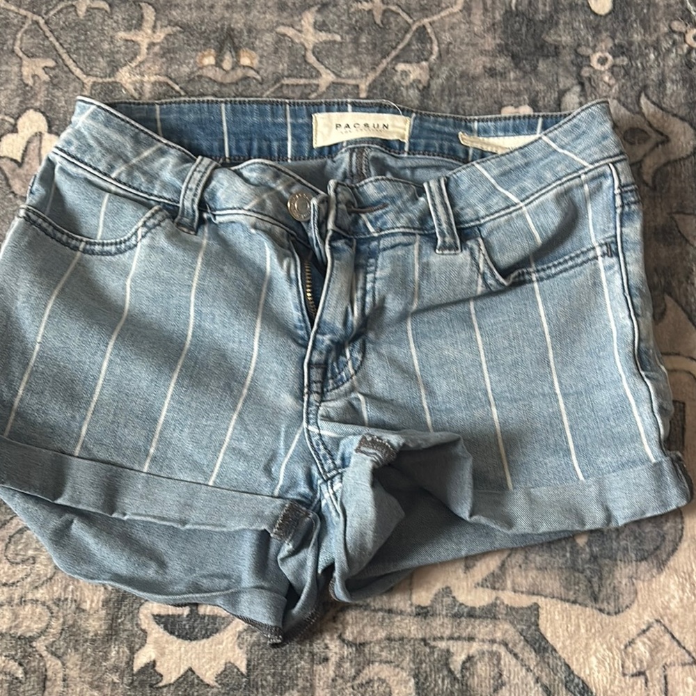 PacSun Blue Striped Denim Shorts